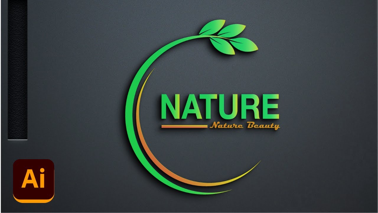 Logo Design In Illustrator : How to make a nature Logo & create realistic view of logo in photoshop