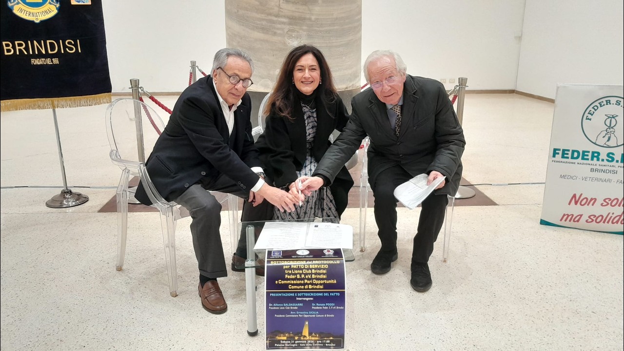 Brindisi - Presentato e Sottoscritto Protocollo Patto Lions e Fed Pensionati Sanitari - 11 02 2026