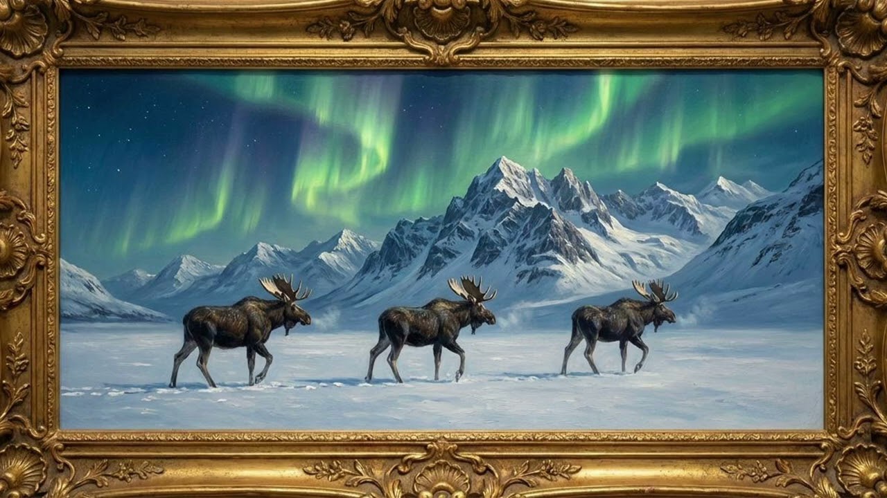 Paisaje &Aacute;rtico 4K con Aurora Boreal | Arte Premium para TV