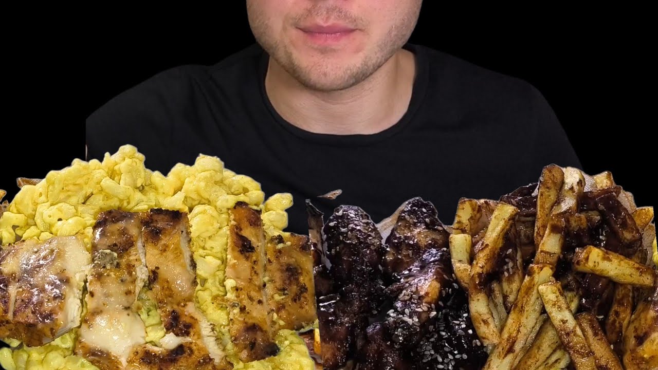 ASMR Mac & Cheese, Chicken & BBQ Wings | Creamy & Crunchy Eating Sounds | No Talking