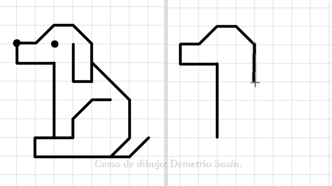 Dibujos sobre cuadr&iacute;cula para ni&ntilde;os, muy f&aacute;cil. Drawing on grid for kids, easy.