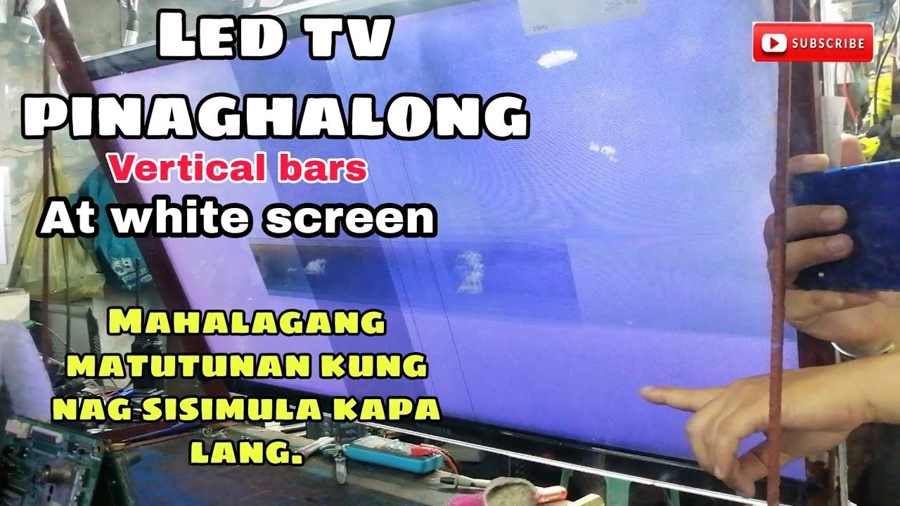 How to repair led tv with vertical bars and white screen display.