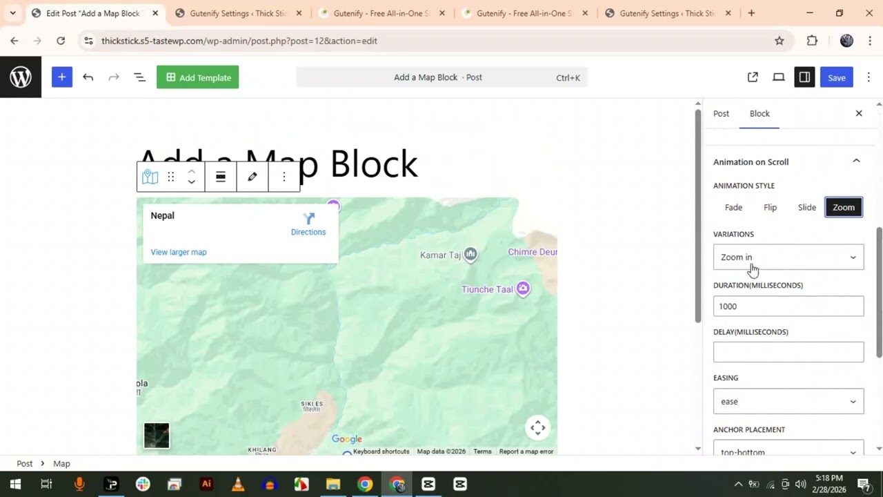 How to Add a Map Block Using Gutenify Plugin in WordPress