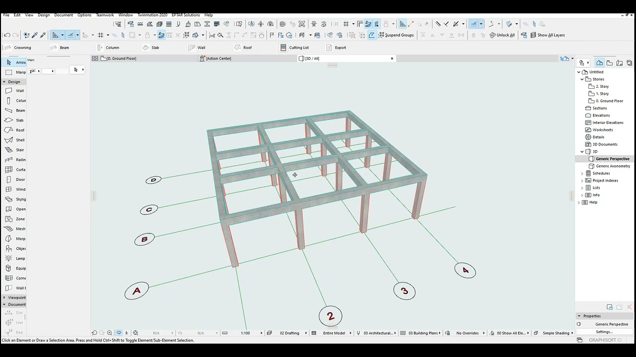 ArchiCAD plan de structure (Poteau - Poutre)