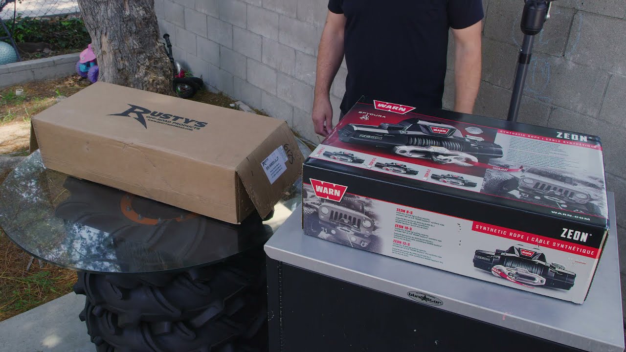 Unboxing Rusty's JL Winch Mounting Plate with Warn Zeon 10s