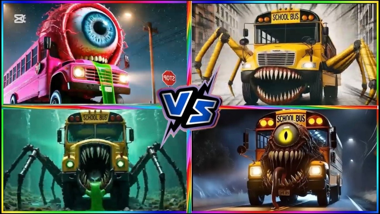🚃🥶School Bus Monster🆚Pink Color🎼Coffine Dance Song#28