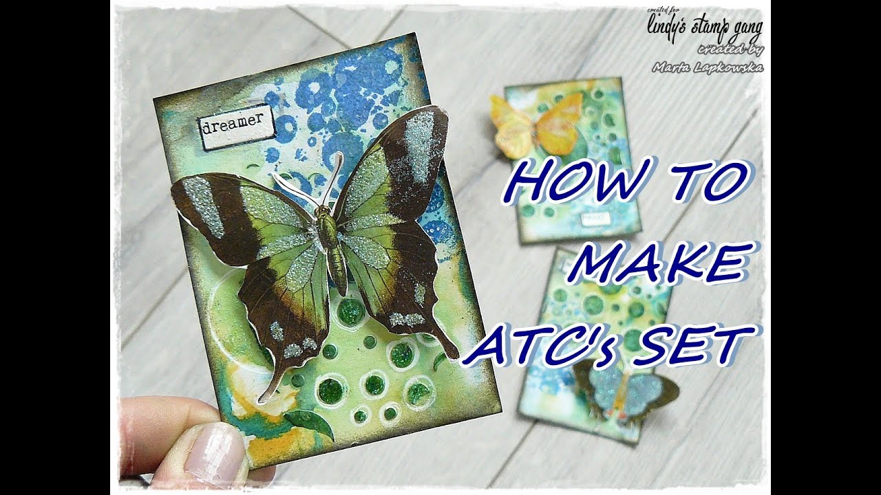 My first ever ATC's set 'Serenity' FULL video tutorial for Lindy's Stamp Gang