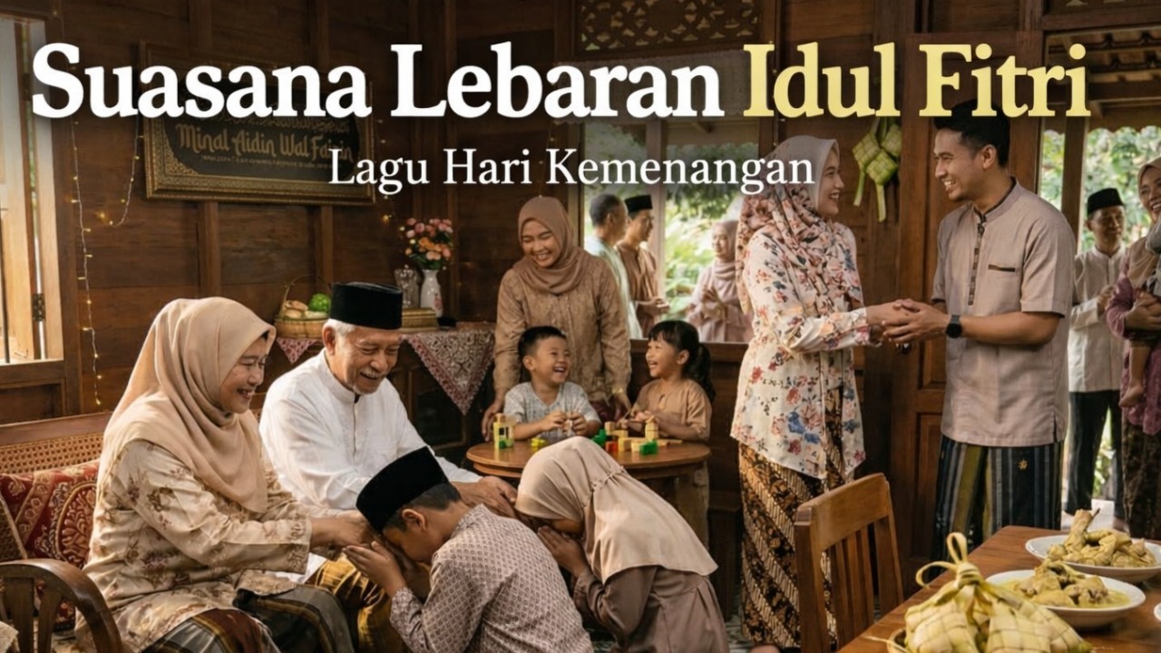 Suasana Lebaran Idul Fitri – Lagu Hari Kemenangan | Ketupat, Sungkem Orang Tua & Bermaaf-Maafan