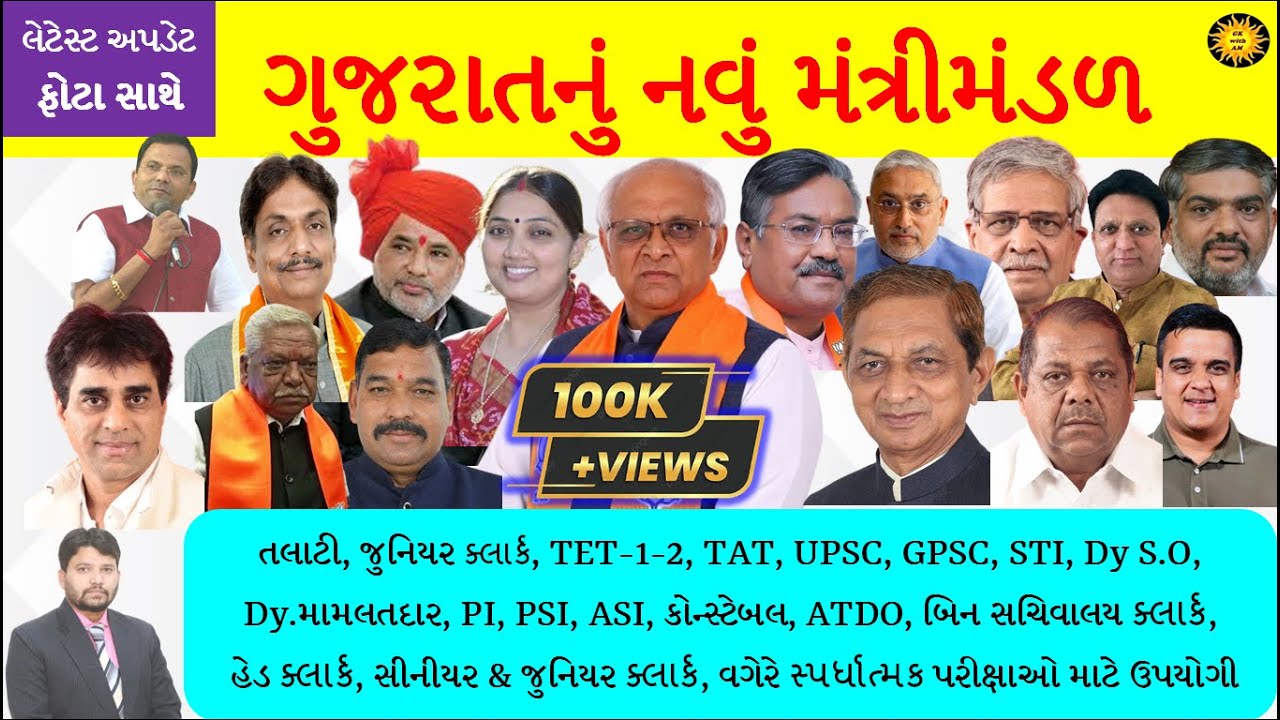 ગુજરાતનું નવું મંત્રીમંડળ | New Cabinet ministers of Gujarat | Gujarat Navu mantrimandal| GK with AM