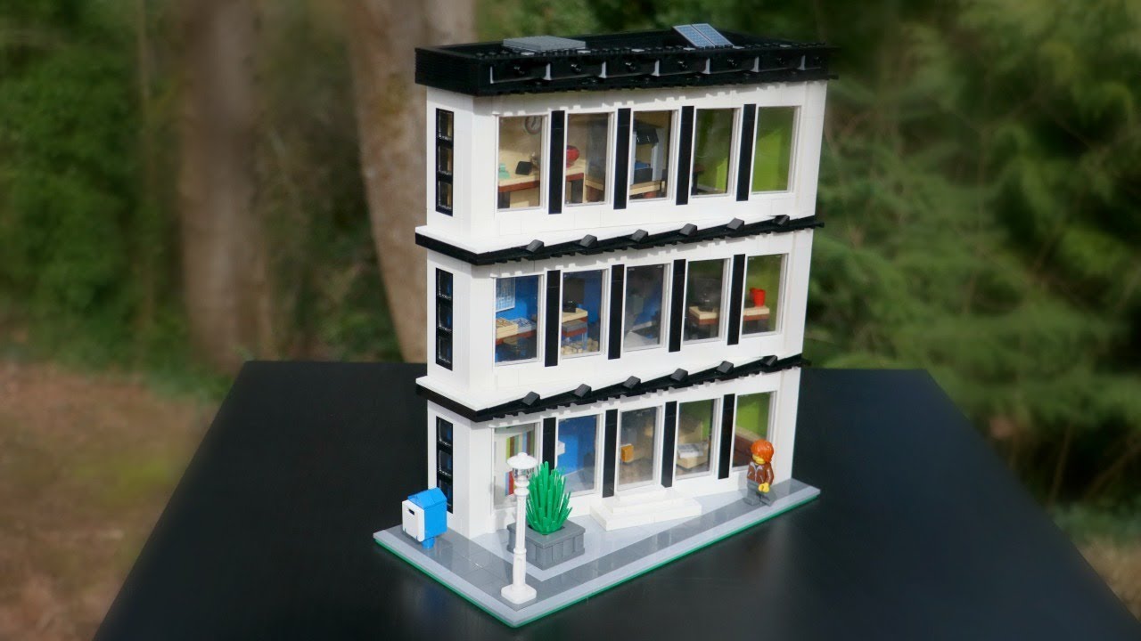 Custom LEGO Modular Engineering Headquarters Office Building MOC⎪Using the Angled Building Technique