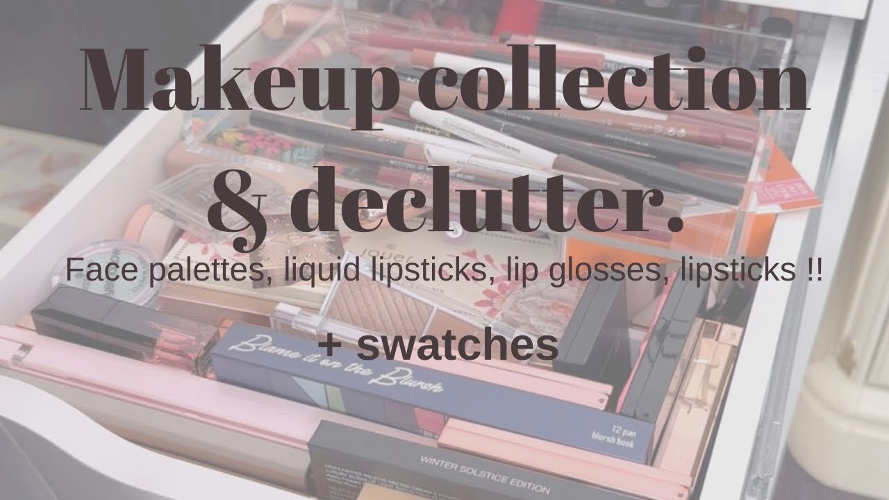 Makeup collection & declutter // part 3: face palettes, and 200+ lip products AND swatches!!