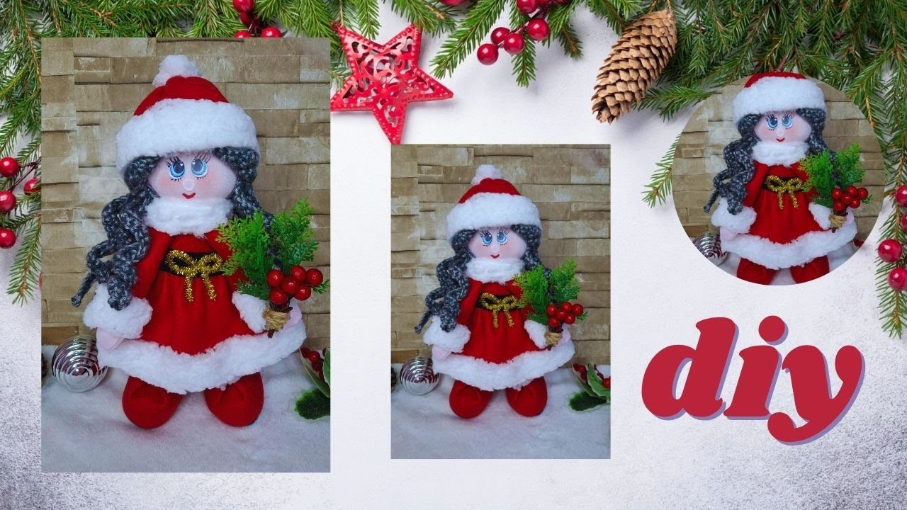 Muñequita Vestido SANTA elaborada con CARTÓN reciclado de papel higiénico 🎄⛄ NAVIDAD