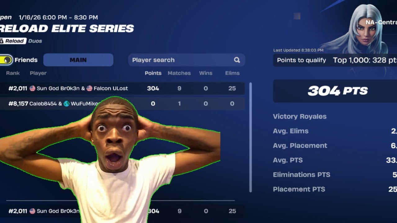I got TOP 2,000 in the Reload Elite series Opens