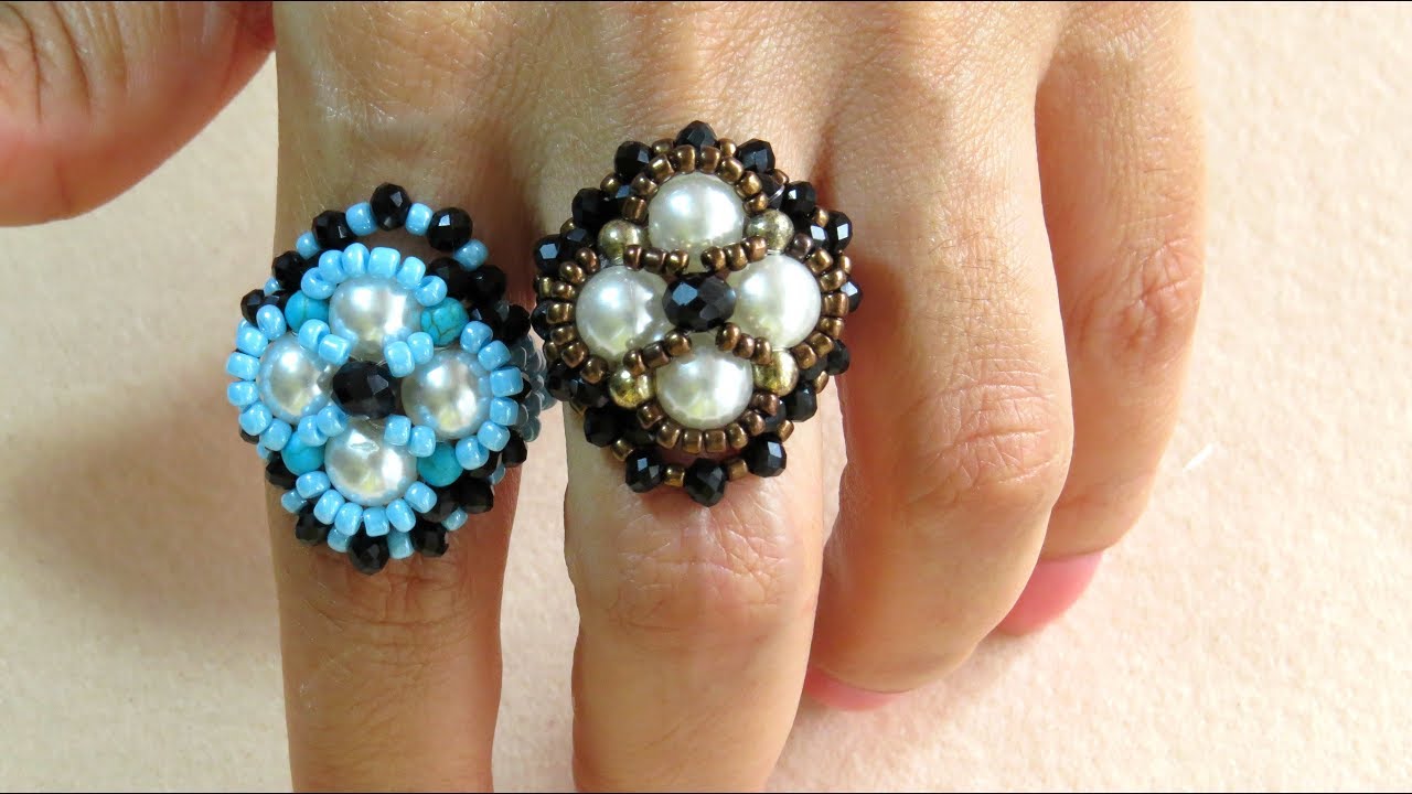 Anel de Cristais e Pérolas - Diy Bijuterias