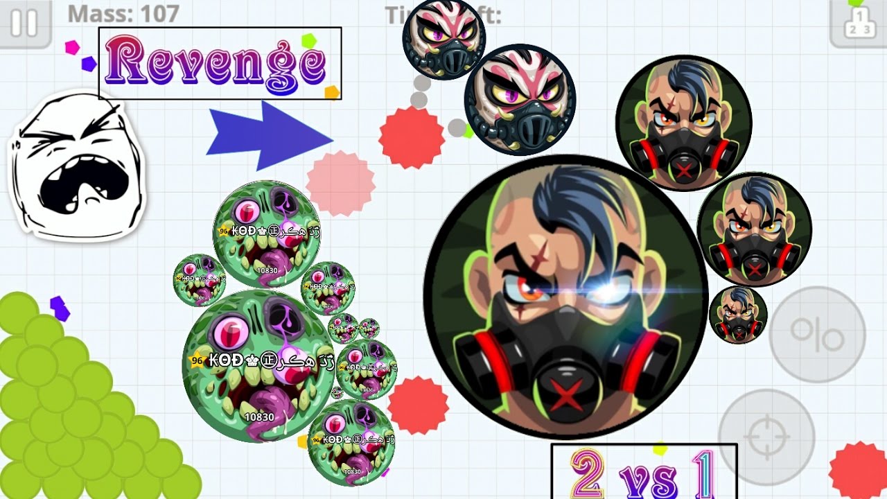 اقاريو - قصة انتقام 2 ضد 1 - قيم بالصوت على الجوال - صار اكثر شي غريب باللعبة / agar.io Best Revenge