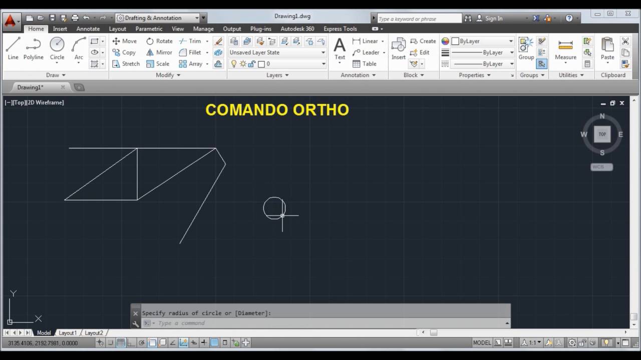 AUTOCAD - COMANDO ORTHO (ORTOGONAL)