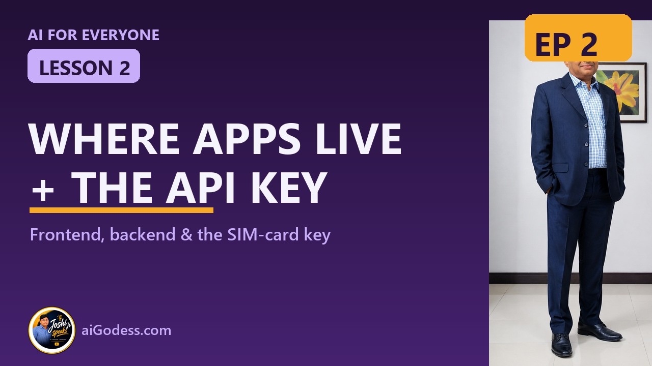 Frontend, Backend & API Keys &mdash; Explained Simply | Build an App with AI, Lesson 2 (No Code)