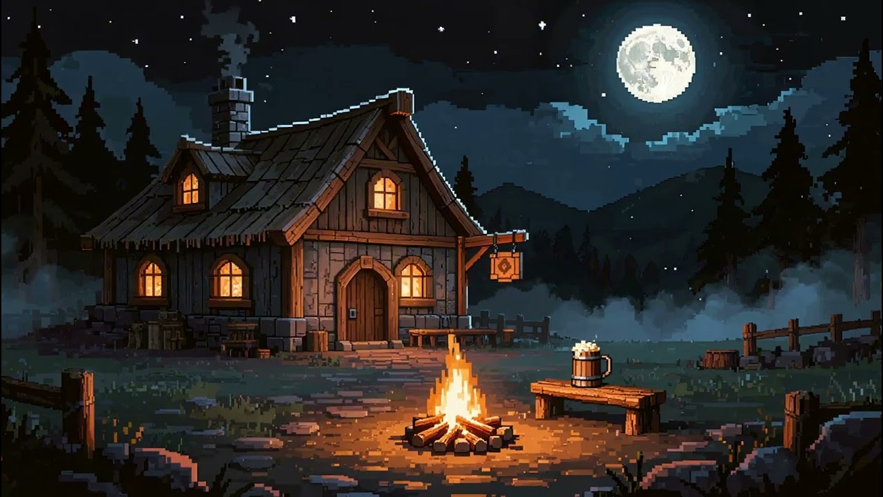 Quiet Campfire by the Tavern 🔥 |  Medieval Lofi beats for Relaxing