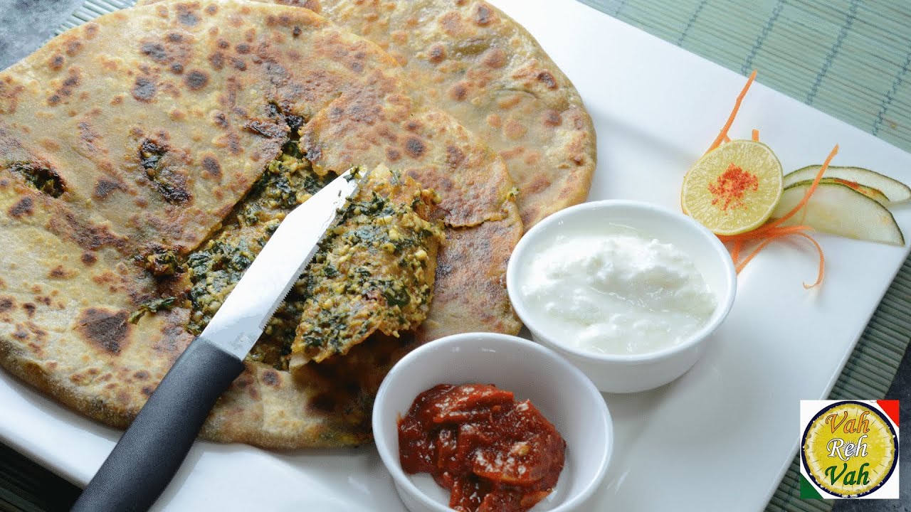 Palak Paneer Paratha - By Vahchef @ vahrehvah.com