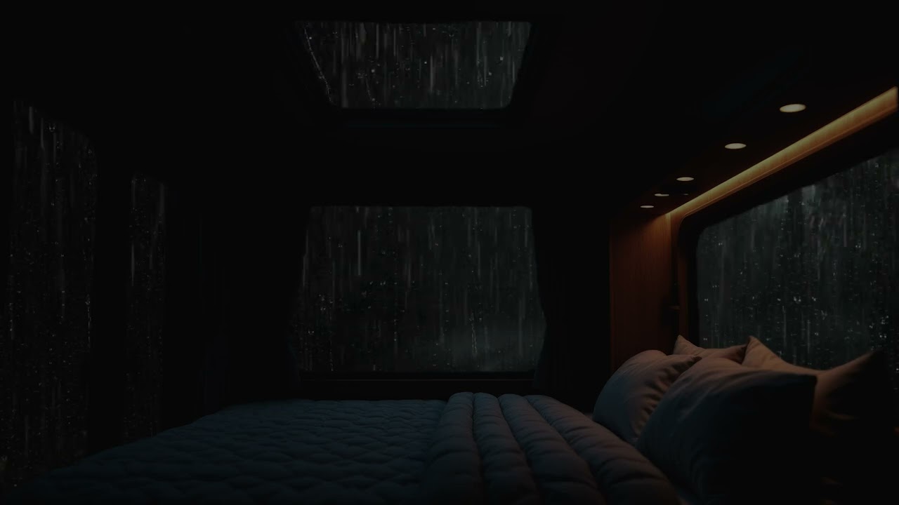 No Ads,Release Stress with Heavy Rain & Thunder on a Car at Night 🌧️ Deep Sleep Rain Sounds 😴