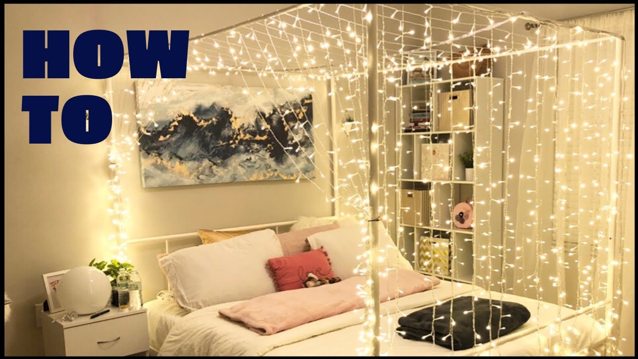 DIY fairy lights canopy bed *magical*