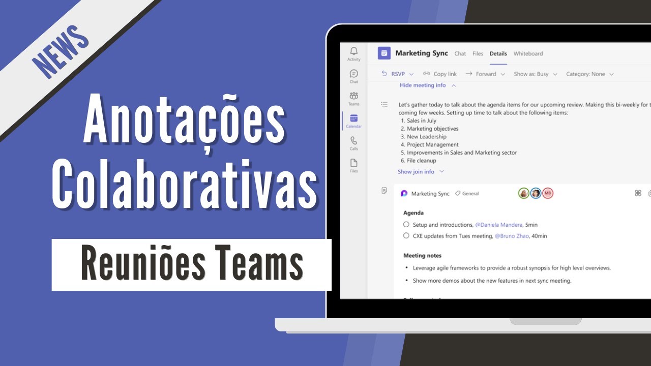 Novas Notas de reunião colaborativas no Teams