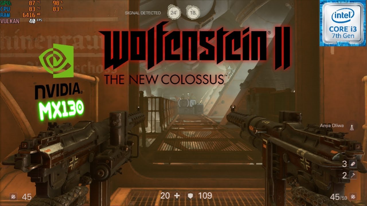 Wolfenstein II: The New Colossus Gameplay MX130 2GB VRAM