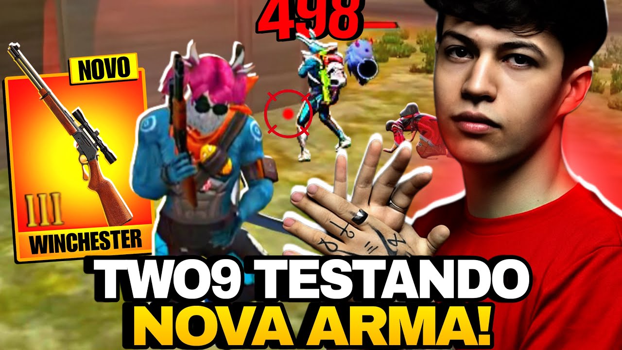 TWO9 TESTANDO NOVA ARMA DO FREE FIRE WINCHESTER - JOGANDO SOLO VS SQUAD SÓ VALE ABATE COM HS VEJAM!