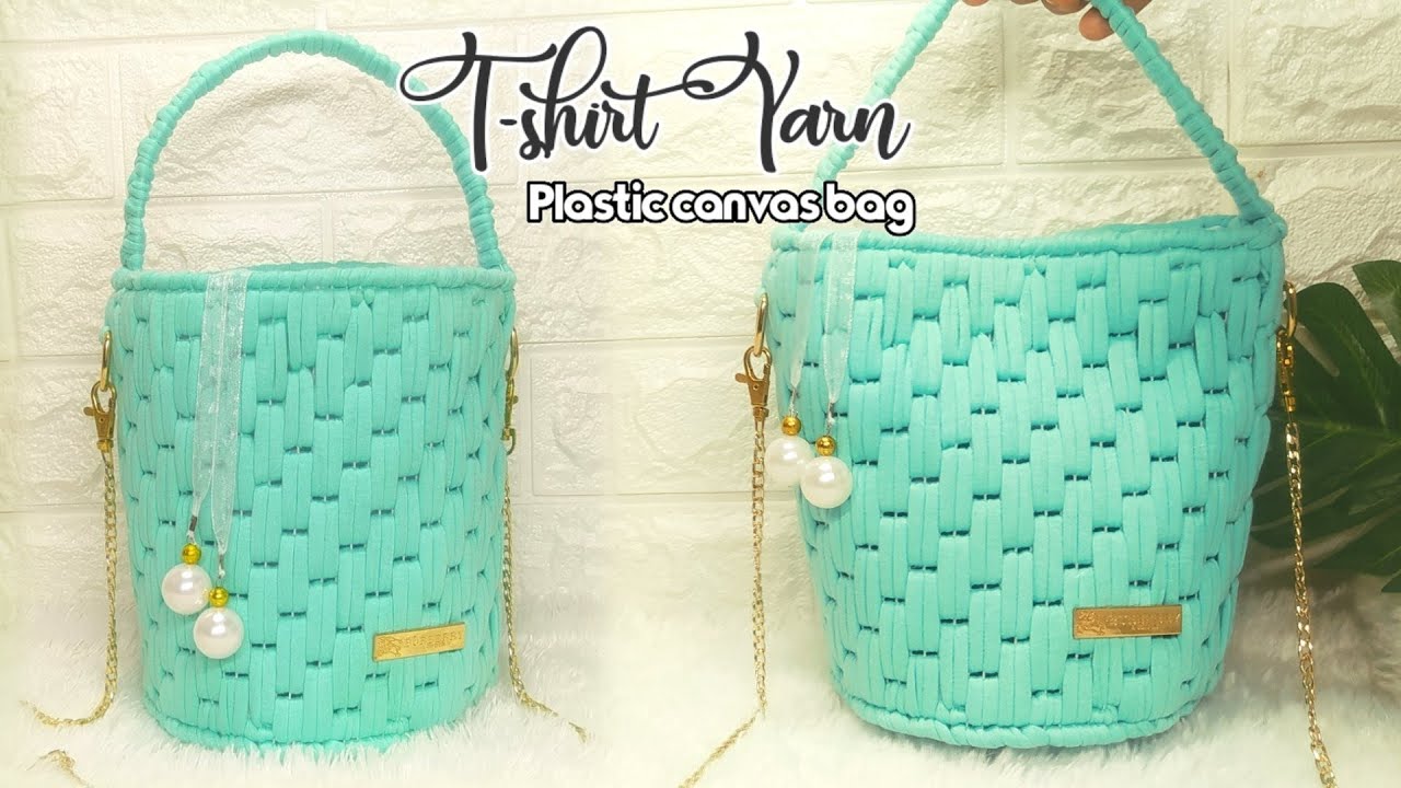T-shirt Yarn Sling Bag DIY | Plastic canvas bag