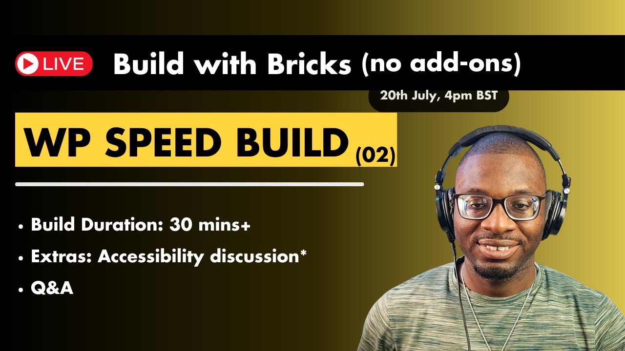 DD Live 03: WP Speed Build Challenge 2 - Vanilla Bricks