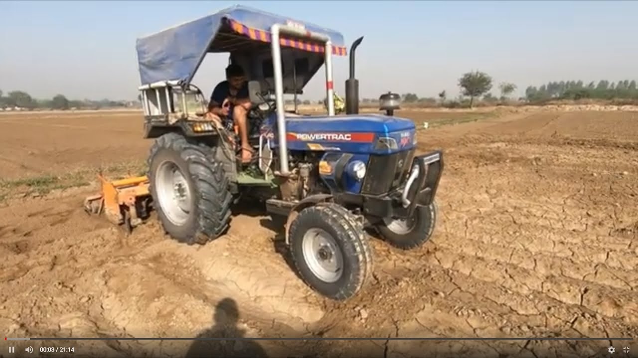 किसान खुश  है डीजल खर्च से Powertrac Euro 50 NEXT tractor mileage test with rotavator in Bhainswal