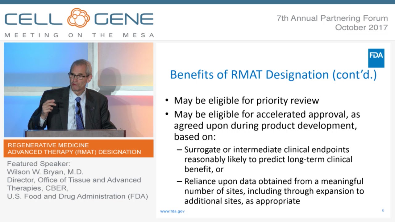 Featured Talk: Regenerative Medicine Advanced Therapy (RMAT) Designation