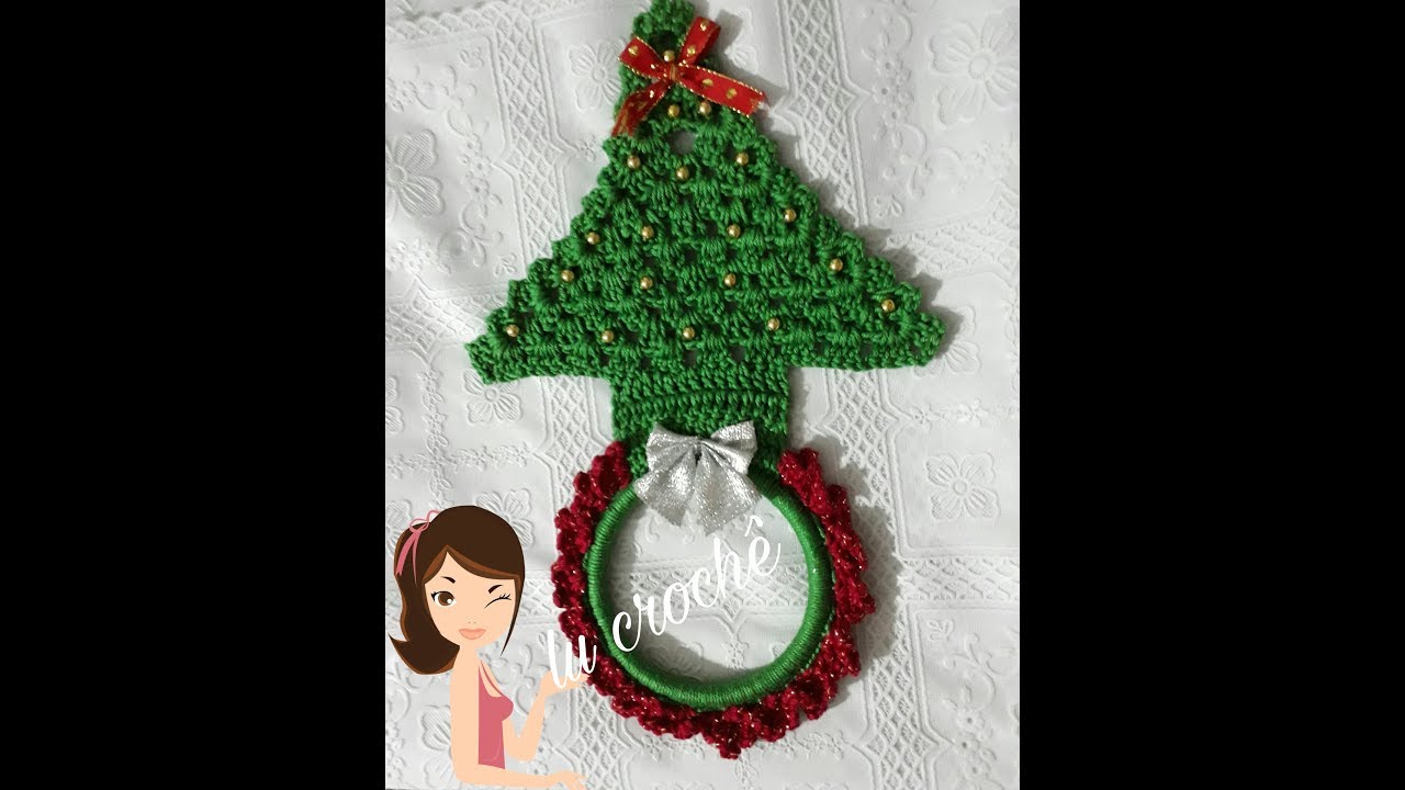 Porta pano de prato de Natal em crochê