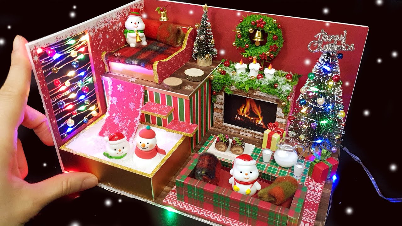 DIY Miniature Christmas House ♥ How to make board Christmas houes decor !