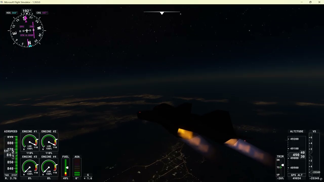 Darkstar - Edmonton to San Francisco direct at night.