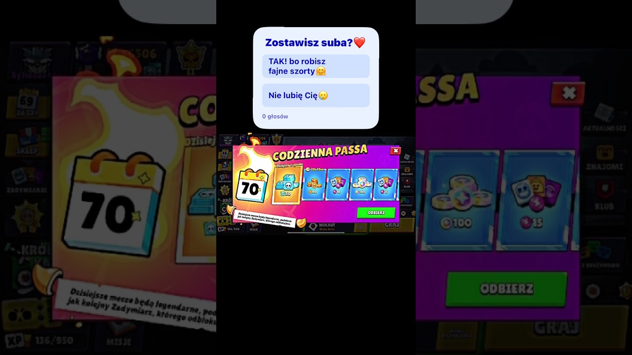 Codzienna🌞Passa 🎰70 i nagrody🎁na gł&oacute;wnym🗿koncie🏆#brawlstars⭐️#supercell👑#bs💫#fypシ