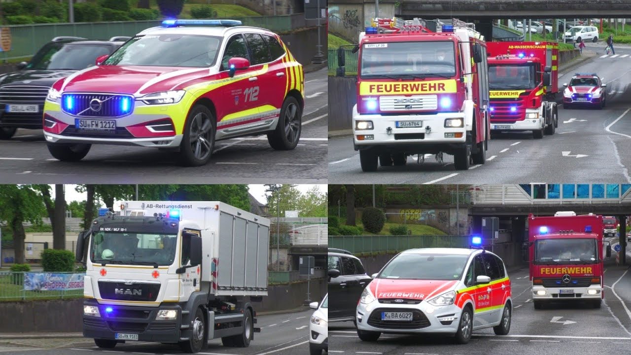 [Großbrand in Chemiewerk] Einsatzfahrten in Siegburg zu Großeinsatz