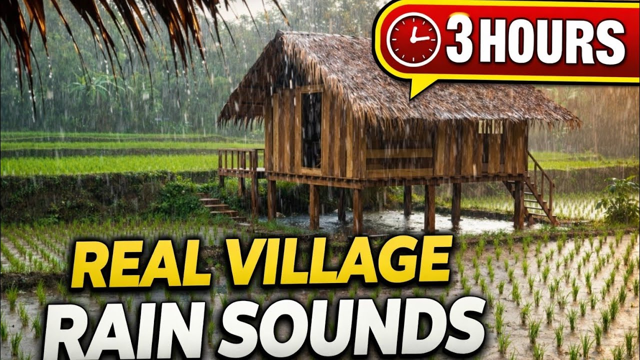 Real Village Rain Sound 3 Hours 😴 Cozy Rain Ambience for Sleeping and Studying