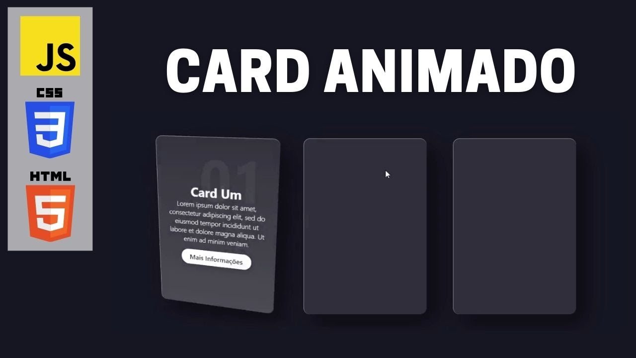 Card transparente usando HTML5, CSS3 e JavaScript - animações e efeitos.