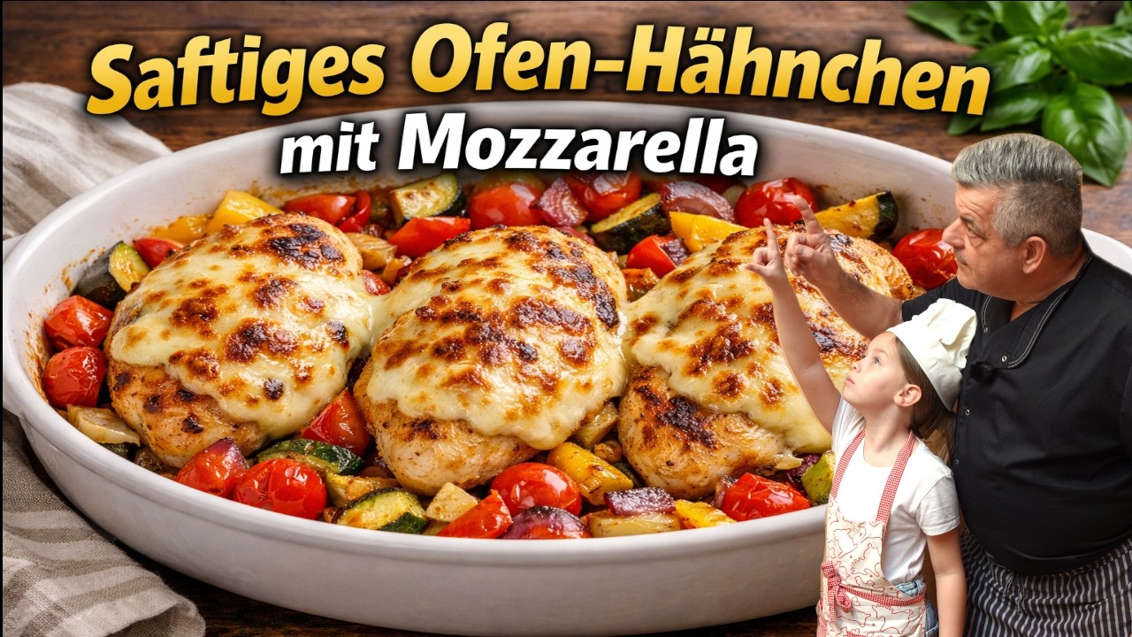 Dieses Hähnchen aus dem Ofen macht jeder nach! Saftig mit Mozzarella