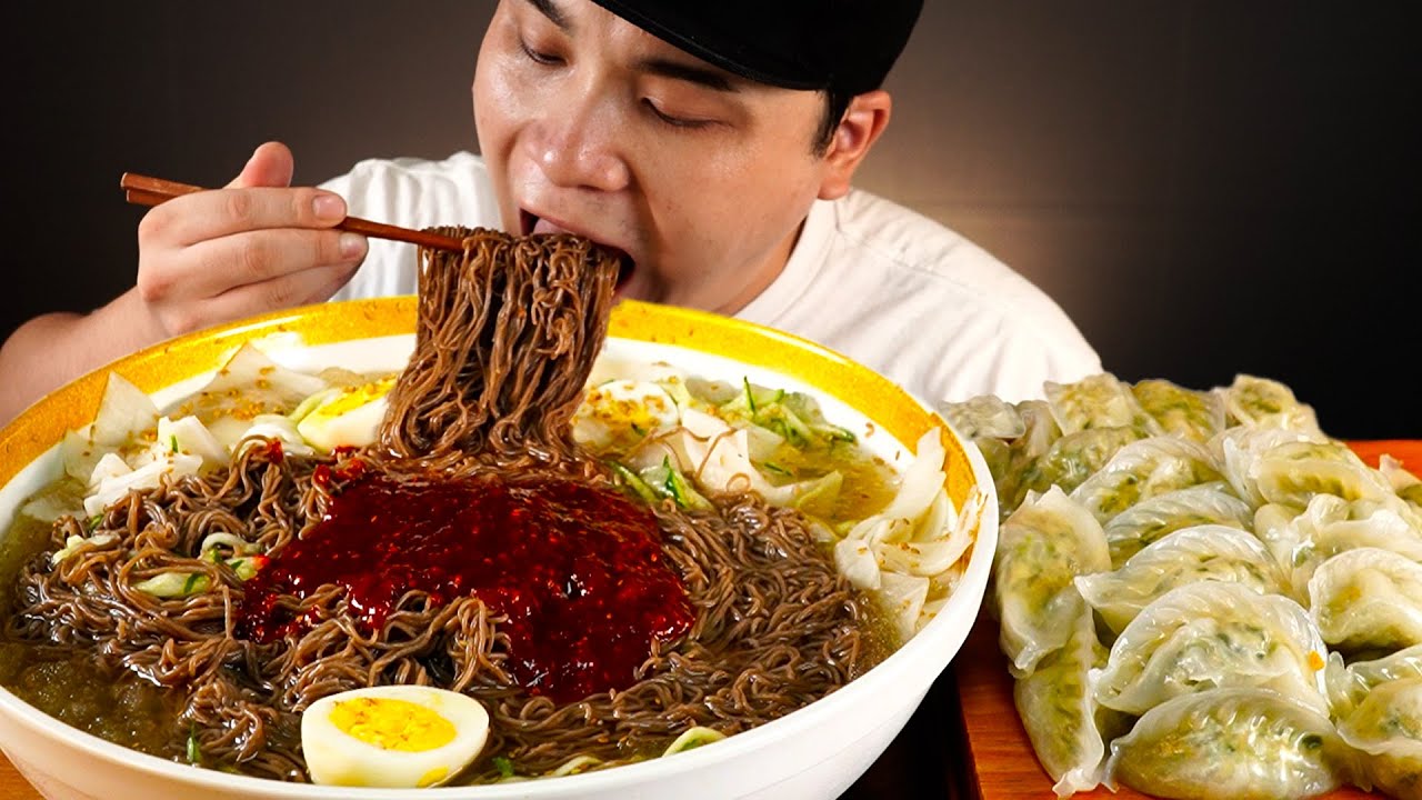 시원하게 매운 불물냉면과 누들고기만두 먹방~!! 리얼사운드  ASMR Mukbang(Eating Show)