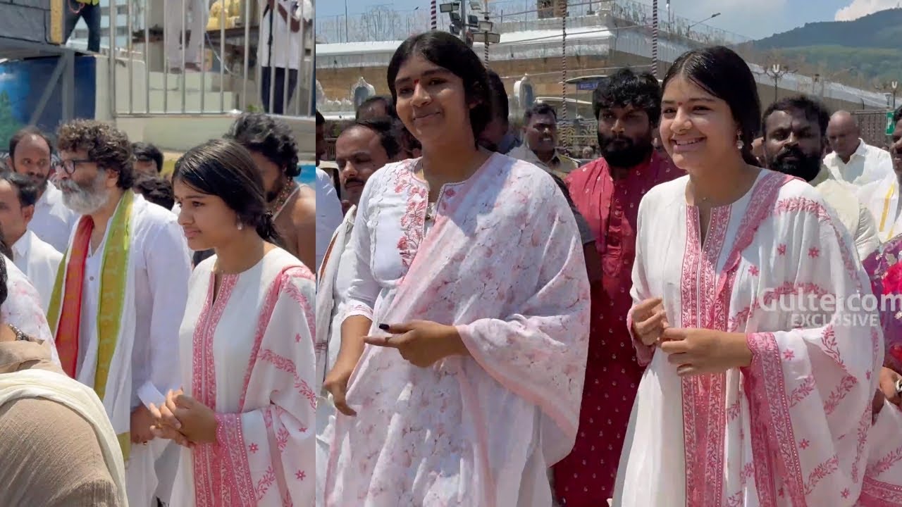 Pawan Kalyan Daughters Aadya & Polena Anjana Tirumala Darshan along with Director Trivikram | Gulte