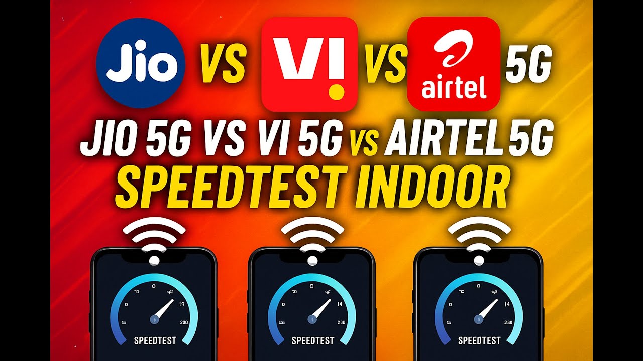 Jio 5G vs Airtel 5G vs Vi 5G Speedtest Indoor #jio5g #airtel5g #vi5g