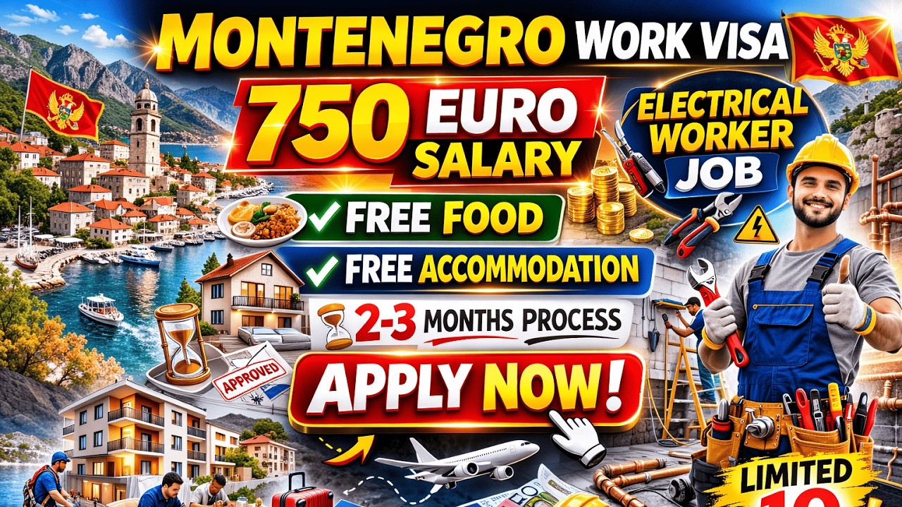 🇲🇪 Montenegro Work Permit Visa – Electrical Worker Job.