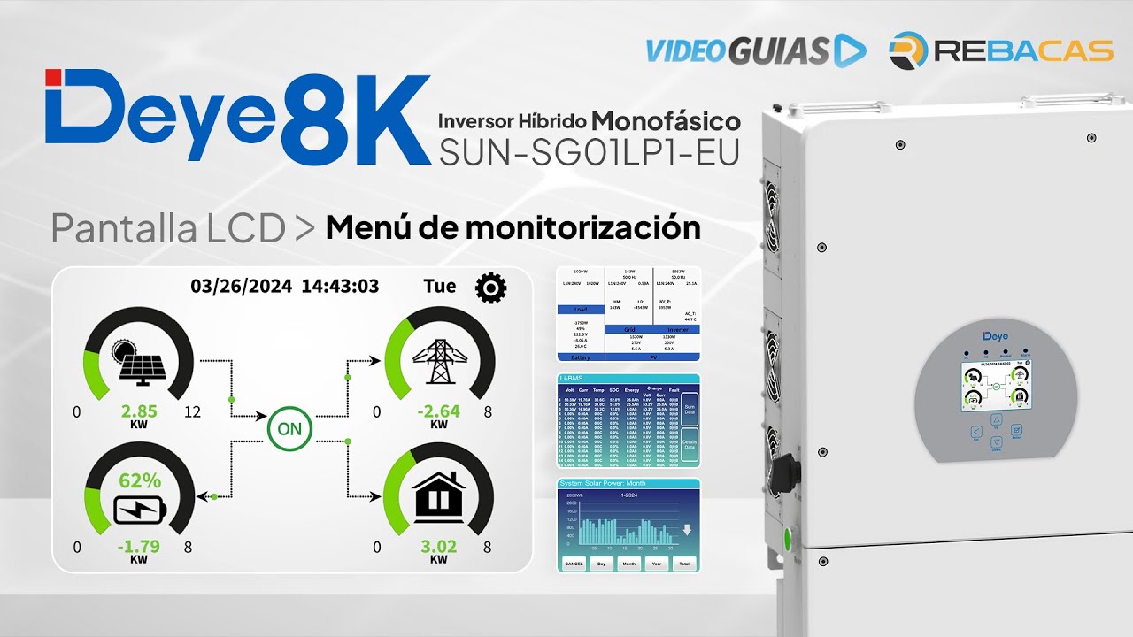 📙 Guías REBACAS: Deye 8K - Menú de monitorización - Inversor Híbrido Monofásico SUN-SG01LP1-EU