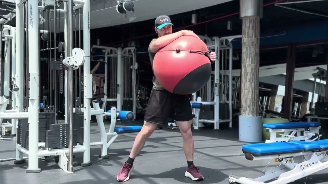 Swiss ball cable rotation