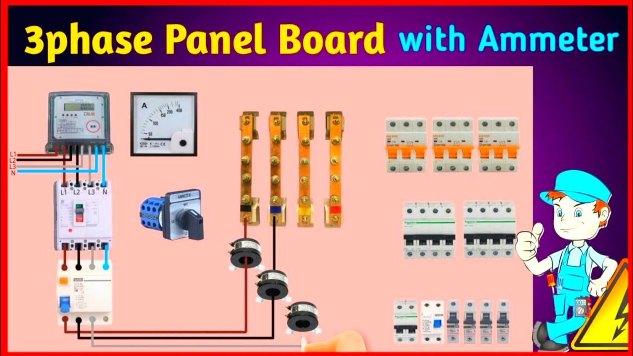 3 phase Panel Board Wiring | Panel Board Wiring with Ammeter | Ammeter Connection for Panel Board