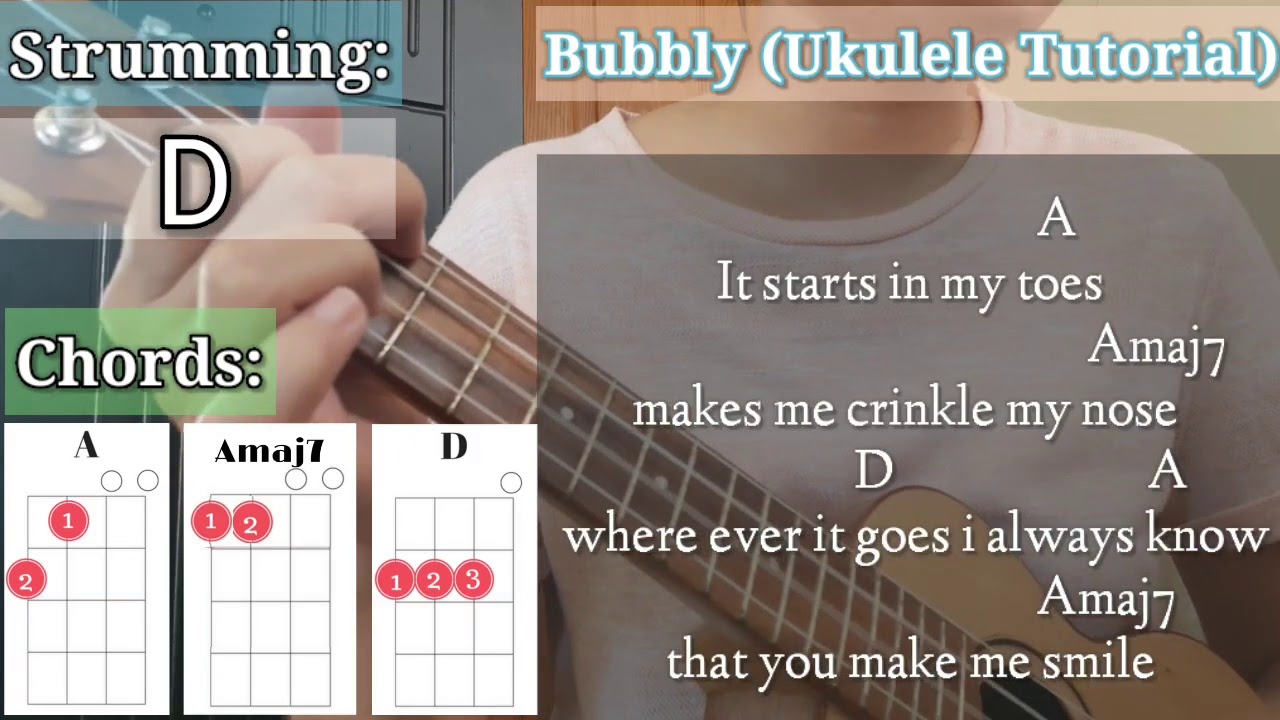 Bubbly - Easy Ukulele Tutorial (With Chords, Strumming & Lyrics)
