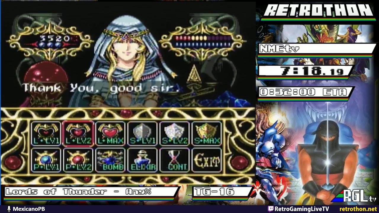 RGLtv Retrothon 2019. Lords of Thunder (Any%). NMEtv