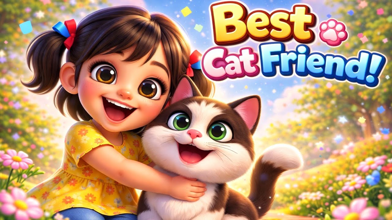 Best Cat Friend | Cute Girl & Kitty Friendship Story | Hindi rhymes | Nursery Rhyme For Kids